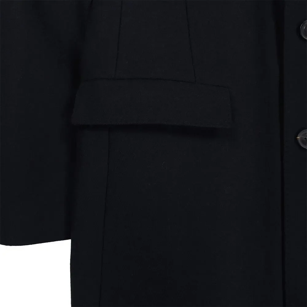 Hugo Boss Mens Migor Slim Fit Overcoat 46R Dark Blue Solid Wool Blend NWT